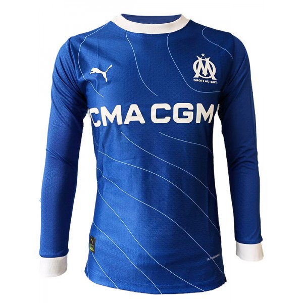 Olympique de Marseille seconda maglia da calcio per abbigliamento sportivo da uomo in maglia a maniche lunghe da trasferta, seconda maglia da calcio 2023-2024